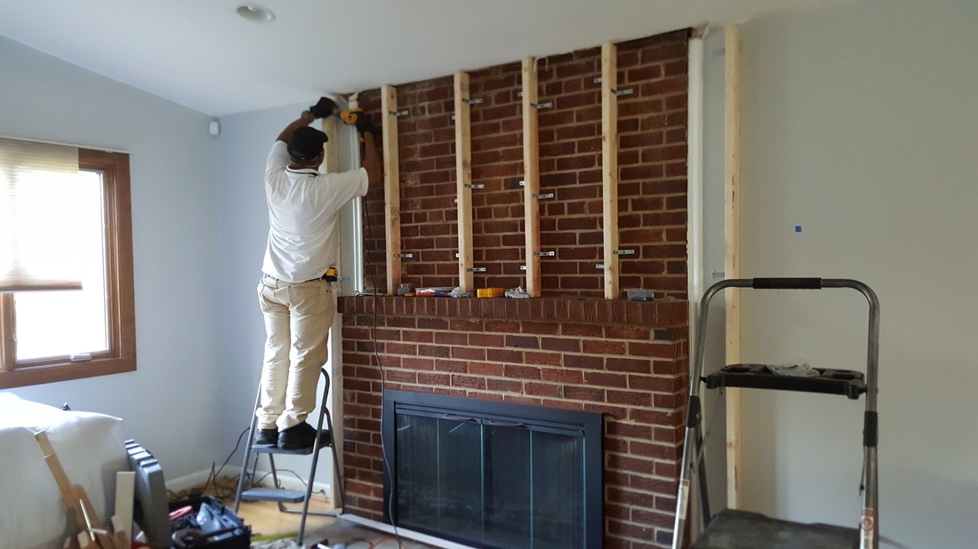 Fireplace Buildout, How To Install Tv Mount Into Brick Fireplace